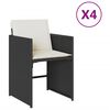 vidaXL Градински столове с възглавници, 4 бр, черен, полиратан