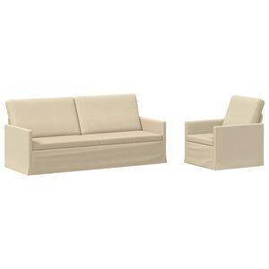 vidaXL Комплект дивани 2 pcs Кремаво Текстил