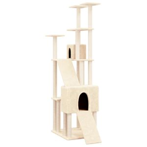 vidaXL Котешко дърво със сизалени стълбове, кремаво, 190 см