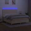 vidaXL Боксспринг легло с матрак и LED, кремаво, 180x200 см, плат