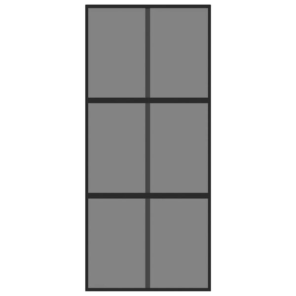 vidaXL Плъзгаща се врата, черна, 90x205 см, закалено стъкло и алуминий