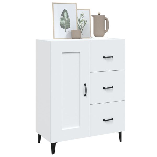 vidaXL Сайдборд, бял, 69,5x34x90 см, инженерно дърво