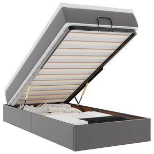 vidaXL Османска легло с матрак, сиво, 80x200 см, изкуствена кожа