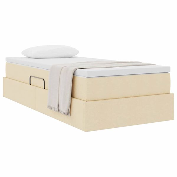 vidaXL Легло с място за съхранение и матрак с матрак Крем 100 x 200 cm
