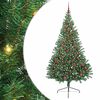 vidaXL Изкуствена коледна елха с подсветка Зелен 210 cm ПВЦ