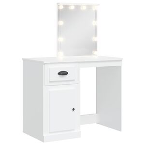 vidaXL Тоалетка с LED лампи, бяла, 90x42x132,5 см