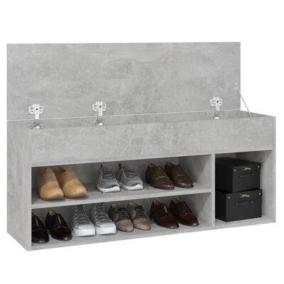 vidaXL Пейка за обувки, бетонно сива, 105x30x45 см, ПДЧ