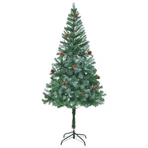 vidaXL Изкуствено коледно дърво с шишарки, 180 см