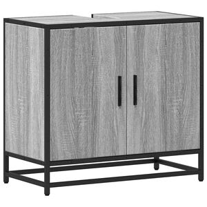 vidaXL Шкаф за мивка в банята Grey Sonoma Инженерна дървесина
