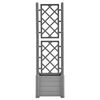 vidaXL Градински сандък с пергола, 43x43x142 см, РР, сив камък