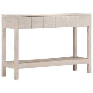 vidaXL Конзолна маса, бяла, 110x35x75 cм, мангово дърво масив