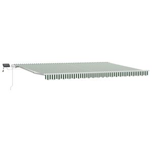 vidaXL Прибираща се тента Зелен и бял 500 &times; 350 cm Тъкан и алуминий