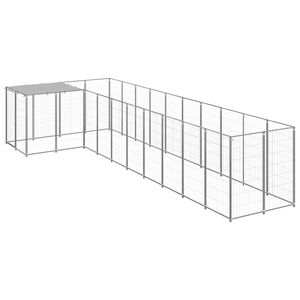 vidaXL Клетка за кучета, сребриста, 7,26 м&sup2;, стомана