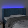 vidaXL LED горна табла за легло, тъмносиня, 103x16x78/88 см, кадифе