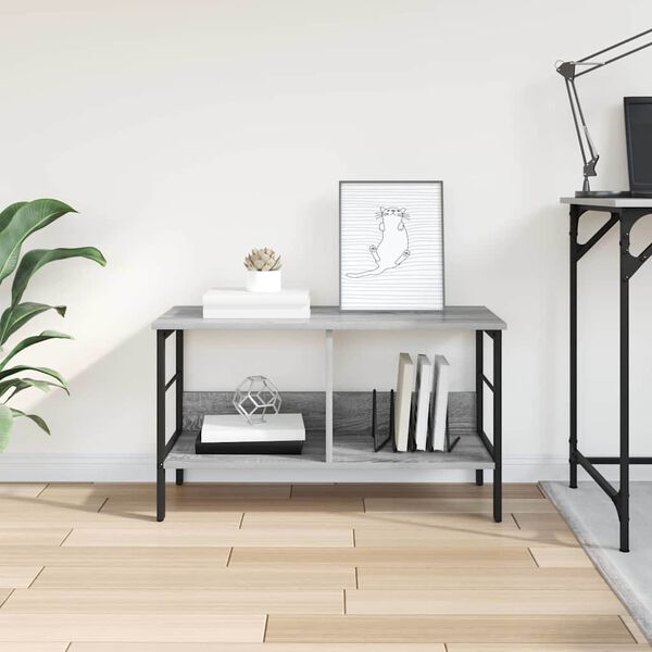 vidaXL Рафт за книги Сив Сонома 82 x 32 x 47 см Инженерно дърво