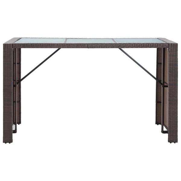 vidaXL Градински бар комплект с възглавници, 7 части, полиратан, кафяв