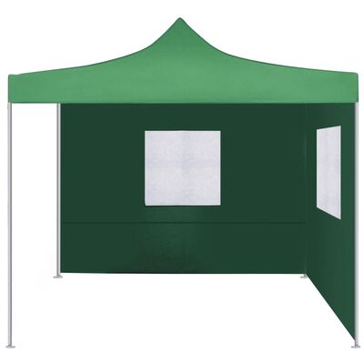 vidaXL Сгъваема шатра с 2 стени, 3x3 м, зелена