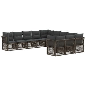 vidaXL Градински Софа Комплект 11 pcs Сиво полиратан