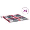 vidaXL Възглавници за стол 6 бр червено каре 50x50x3 см Оксфорд плат