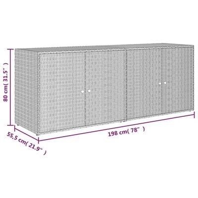 vidaXL Градински шкаф за съхранение сив 198x55,5x80 см полиратан