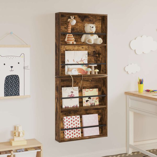 vidaXL Етажерка за списания с рафт 2 pcs Димян дъб 60 x 12 x 70 см