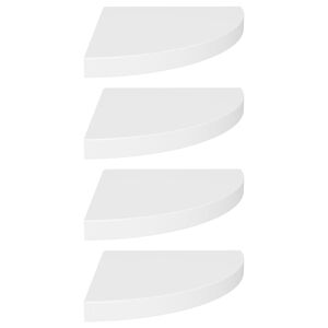 vidaXL Окачени ъглови рафтове, 4 бр, бели, 35x35x3,8 см, МДФ