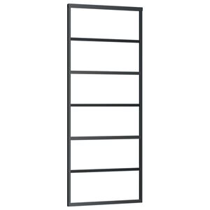 vidaXL Плъзгаща врата, ESG стъкло и алуминий, 76x205 см, черна