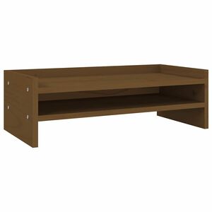 vidaXL Поставка за монитор, меденокафява, 50x24x16 см, бор масив