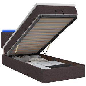 vidaXL Отоман с матрак и LED с таблото Тъмен кафяв 90 x 190 cm Текстил