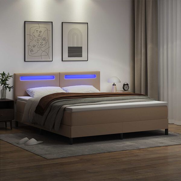 vidaXL Легло с пружинирана основа Капучино 180 x 200 cm Изкуствена