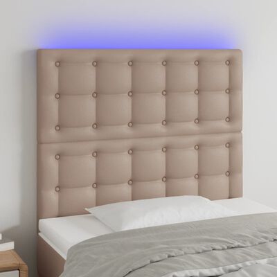 vidaXL LED горна табла за легло, капучино, 80x5x118/128 см