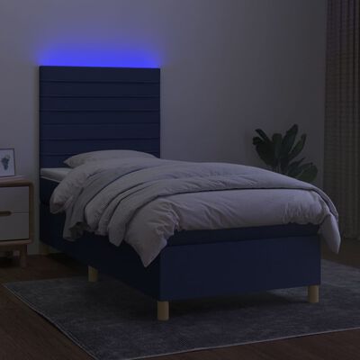 vidaXL Боксспринг легло с матрак и LED, синьо, 80x200 см, плат