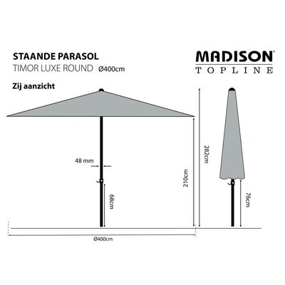 Madison Чадър за слънце "Timor Luxe" 400 см сив PAC8P014