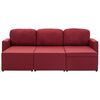 vidaXL 3-местен модулен диван легло, виненочервен, текстил