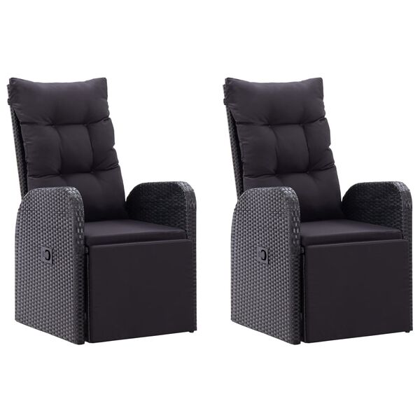 vidaXL Градински трапезен комплект възглавници 5 части полиратан черен