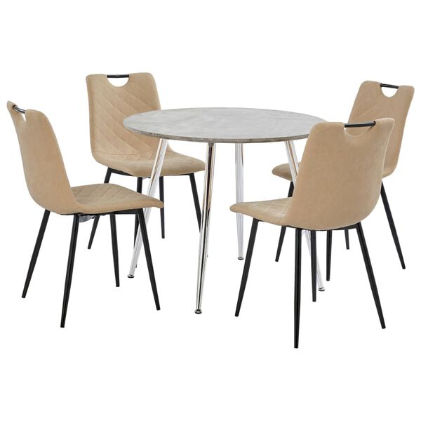 vidaXL Трапезен комплект от 5 части, изкуствена кожа, кремав