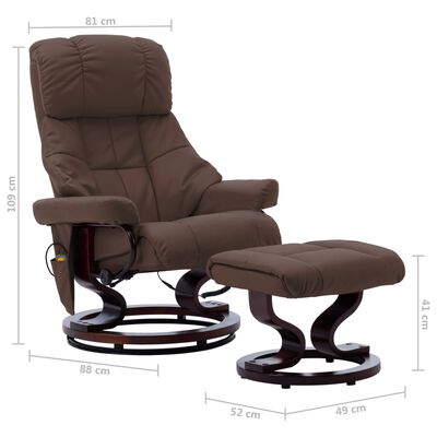 vidaXL Масажен наклоняем стол, кафяв, изкуствена кожа и извито дърво
