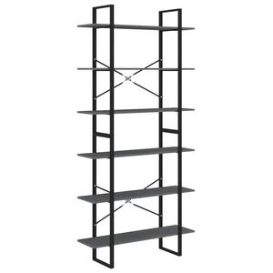 vidaXL Висок шкаф, сив, 100x30x210 см, борово дърво масив