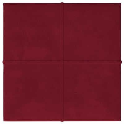 vidaXL Стенни панели, 12 бр, виненочервени, 30x30 см, кадифе, 1,08 м²