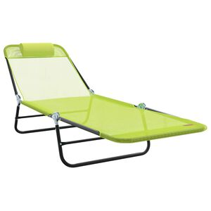 vidaXL Сгъваем шезлонг 1-човек Зелен 182 x 55 x 85.5 см Метал
