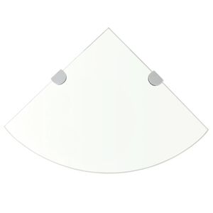 vidaXL Ъглов рафт с държачи в цвят хром, прозрачно стъкло, 25x25 см