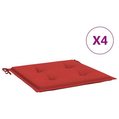 vidaXL Възглавници за столове 4 бр червени 40x40x3 см Оксфорд плат
