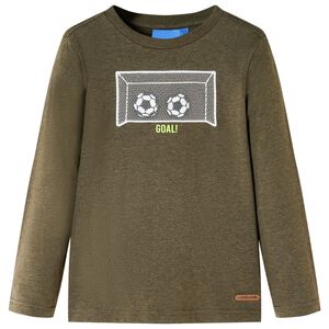 vidaXL Детска тениска с дълъг ръкав, каки меланж, 104