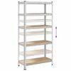 vidaXL Стелаж с 5 рафта, сребрист, стомана и инженерно дърво
