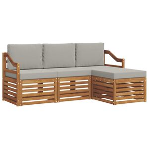 vidaXL Комплект дивани за открито 4 pcs Естествено и светло сиво
