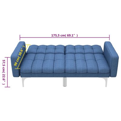 vidaXL Разтегателен диван, син, текстил
