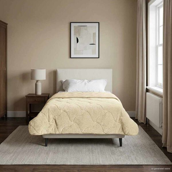 vidaXL Летен юрган Крем 155 x 200 см Микрофибър и тедди флийс