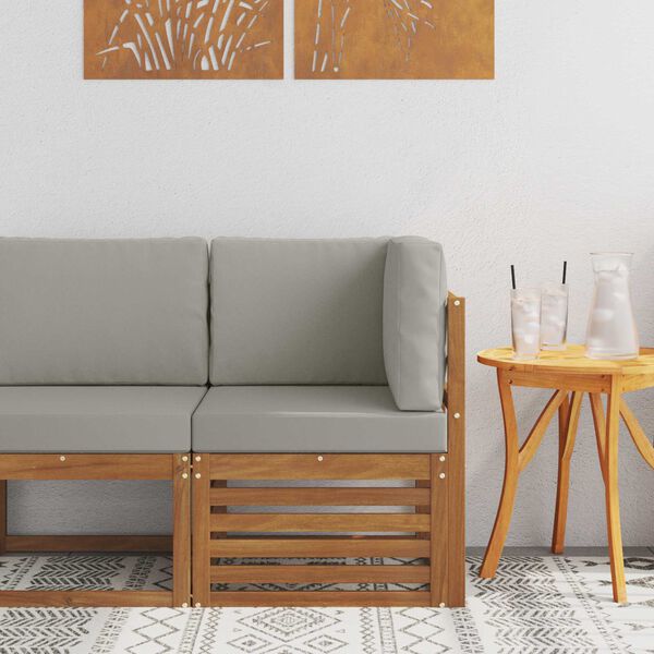 vidaXL Външен ъглов диван Солидно акациево дърво Естествен