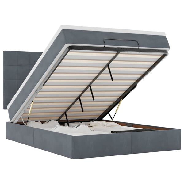 vidaXL Османско легло с матраци Тъмно сиво 140x200cm кадифе