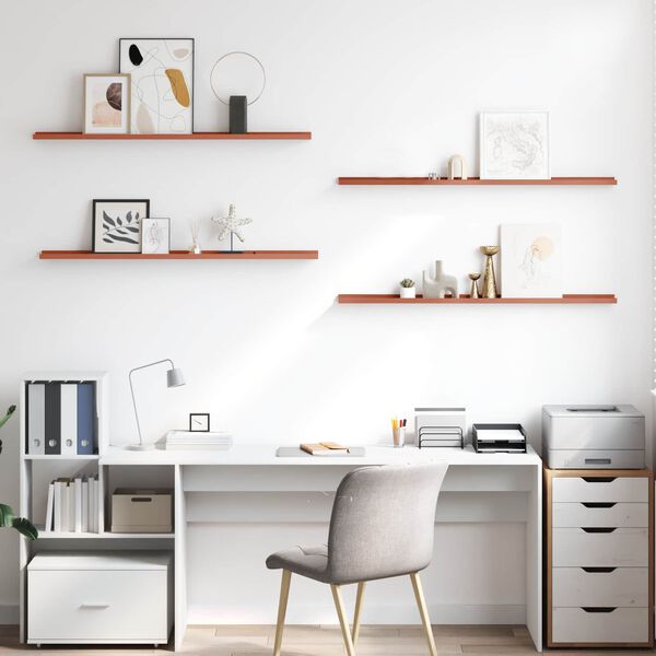 vidaXL Стенен рафт с рафт 4 pcs Червено 115 x 9 x 3 cm Инженерно дърво